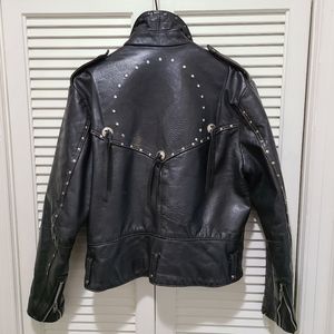 Vintage leather biker jacket with Eagle embossed
